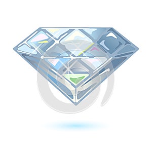 Shiny brilliant cut diamond, phianite or cubic zirconia. Dazzling gemstone.