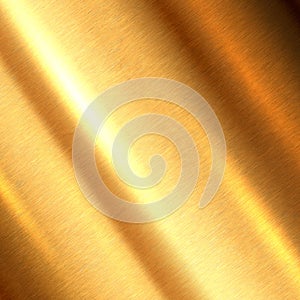 Shiny brushed metallic gold background texture. Bright polished metal bronze brass plate. Sheet metal glossy gold