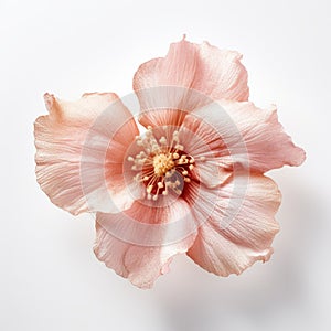 Shiny Bumpy Pink Hibiscus Flower Close Up On White Background photo