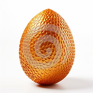 Shiny Bumpy Textured Orange Egg On White Background