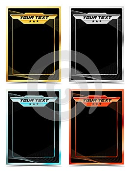 Shiny card photo frame layout set with abstract background