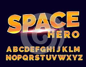 Shiny Chrome alphabet retro font. Sci-fi 80s future style.
