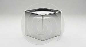 Shiny chrome cube on white background isolated on white background