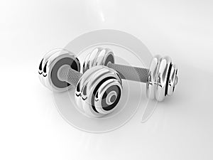 Shiny chrome-plated dumbbells, 3d render, 3d illustration