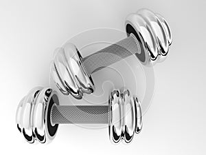 Shiny chrome-plated dumbbells, 3d render, 3d illustration