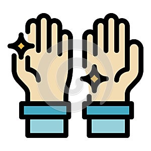 Shiny clean hands icon color outline vector