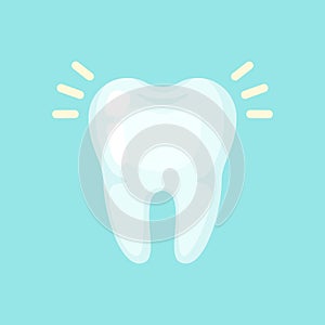 Shiny clean tooth, cute colorful vector icon illustration