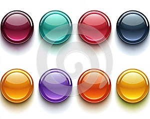 Shiny Colorful Glossy Buttons Round Web Icons App Interface Design Elements