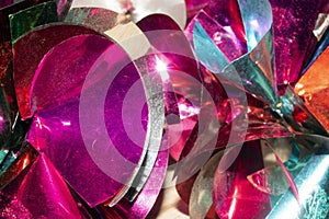 Shiny Decoration in Bright Colours Christmas Time Abstract Close Up