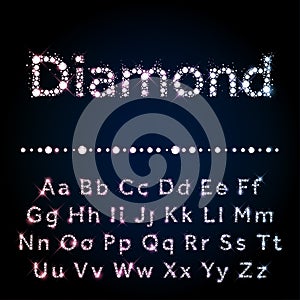 Shiny diamond font set A to Z uppercase and lowercase