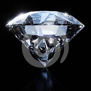 Shiny diamond isolated on black background