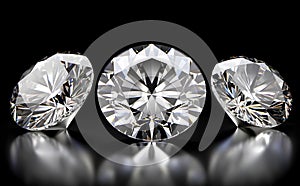 Shiny diamonds on a black background