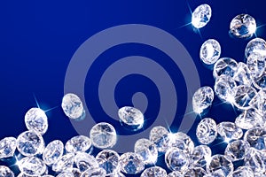 Shiny diamonds on a blue background