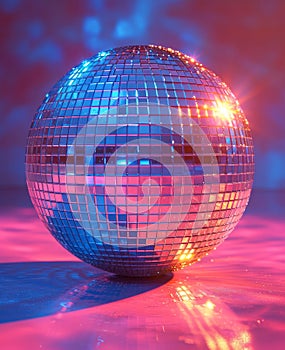 Shiny disco ball on pink background