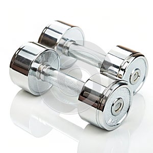 Shiny dumbbells isolated on white background photo
