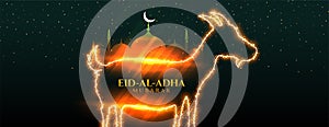 Shiny eid al adha bakrid festival banner design photo