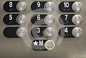 Shiny elevator buttons