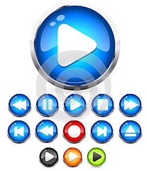 Shiny EPS10 Audio buttons /play button, stop, rec, rewind, eject, next, previous buttons photo