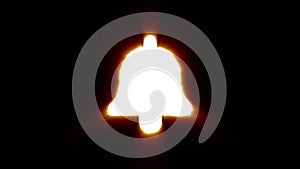 Shiny fire ring bell icon fly in center flickers with rgb spectrum colors.