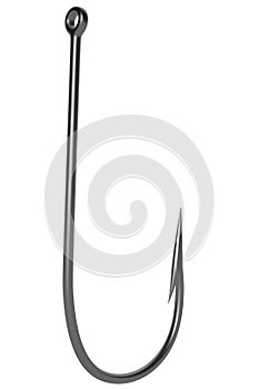 Shiny Fishing Hook isolated on white background. 3D illustration