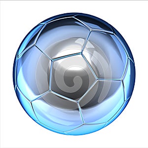 Shiny football soccer ball on the white background 3d illustration