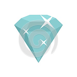 Shiny game diamond icon flat isolated vector