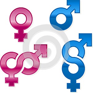 Shiny gender symbols