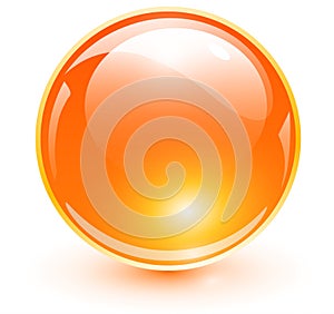 Shiny glass ball, orange trasparent sphere