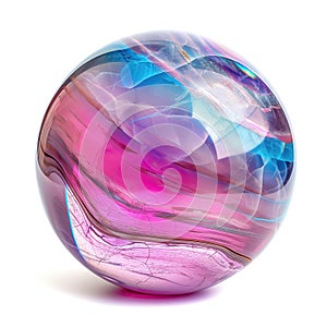 Shiny glass ball, transparent crystal sphere. Generative Ai