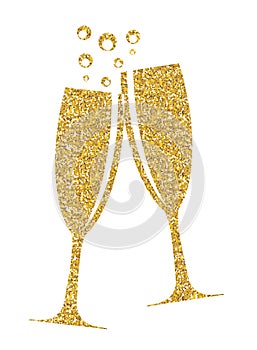 Shiny glitter champagne glasses. Vector Illustration. EPS10