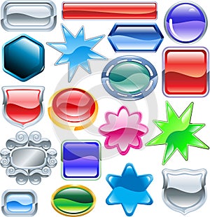 Shiny glossy web shields and backgrounds