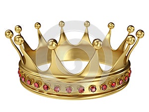 Shiny gold crown decorated with precious gems