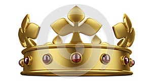 Shiny gold crown decorated with precious gems