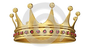 Shiny gold crown decorated with precious gems