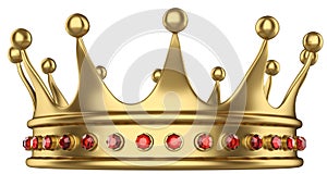 Shiny gold crown decorated with precious gems