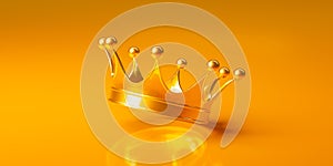 Shiny gold crown. King\'s Day. golden crown as a symbol of the winner, award ceremonies, royal honors. 3d rendering