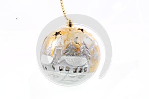 Shiny gold hand-painted Christmas bauble