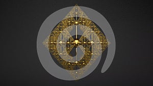 Shiny Gold Metal Kinetic Sculpture of Mathematical Fractal Rotates - 4K Seamless Loop Motion Background Animation