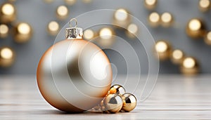 Shiny gold ornament brings joy to Christmas celebration generated by AI