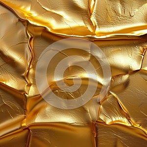 Shiny gold paper texture provides luxurious and opulent background