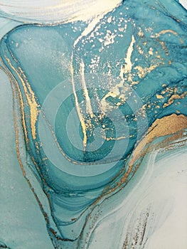 Lujo abstracto líquido arte la pintura tinta técnica menta azul a bebé. textura 