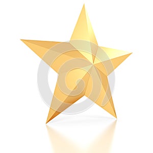 Shiny Gold Star On White Background