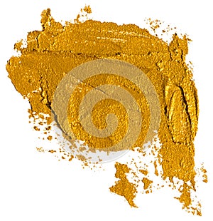 Shiny golden brush stroke of acrilic or oil paint