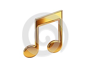 A golden eighth note on a white background