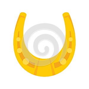 Shiny golden horseshoe vector flat icon