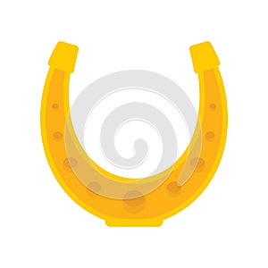 Shiny golden horseshoe vector flat icon