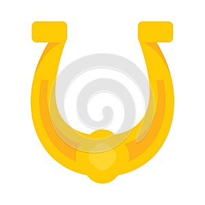 Shiny golden horseshoe vector flat icon