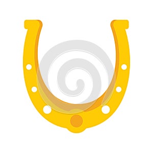 Shiny golden horseshoe vector flat icon