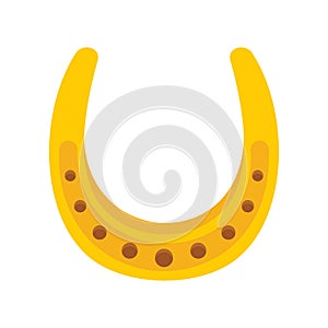 Shiny golden horseshoe vector flat icon