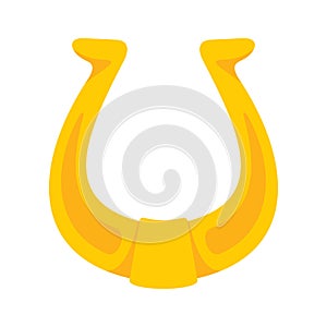 Shiny golden horseshoe vector flat icon